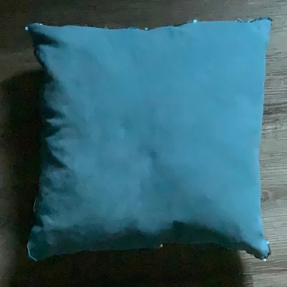 Reversible Sequin Pillow - blue and Silver